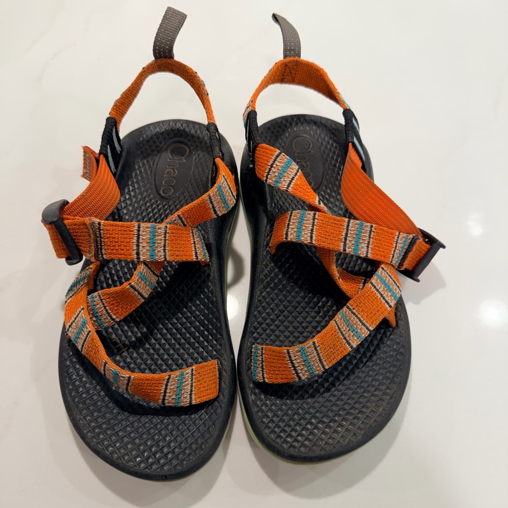 Chaco Kids' Sandals with Orange Straps and Gray Soles